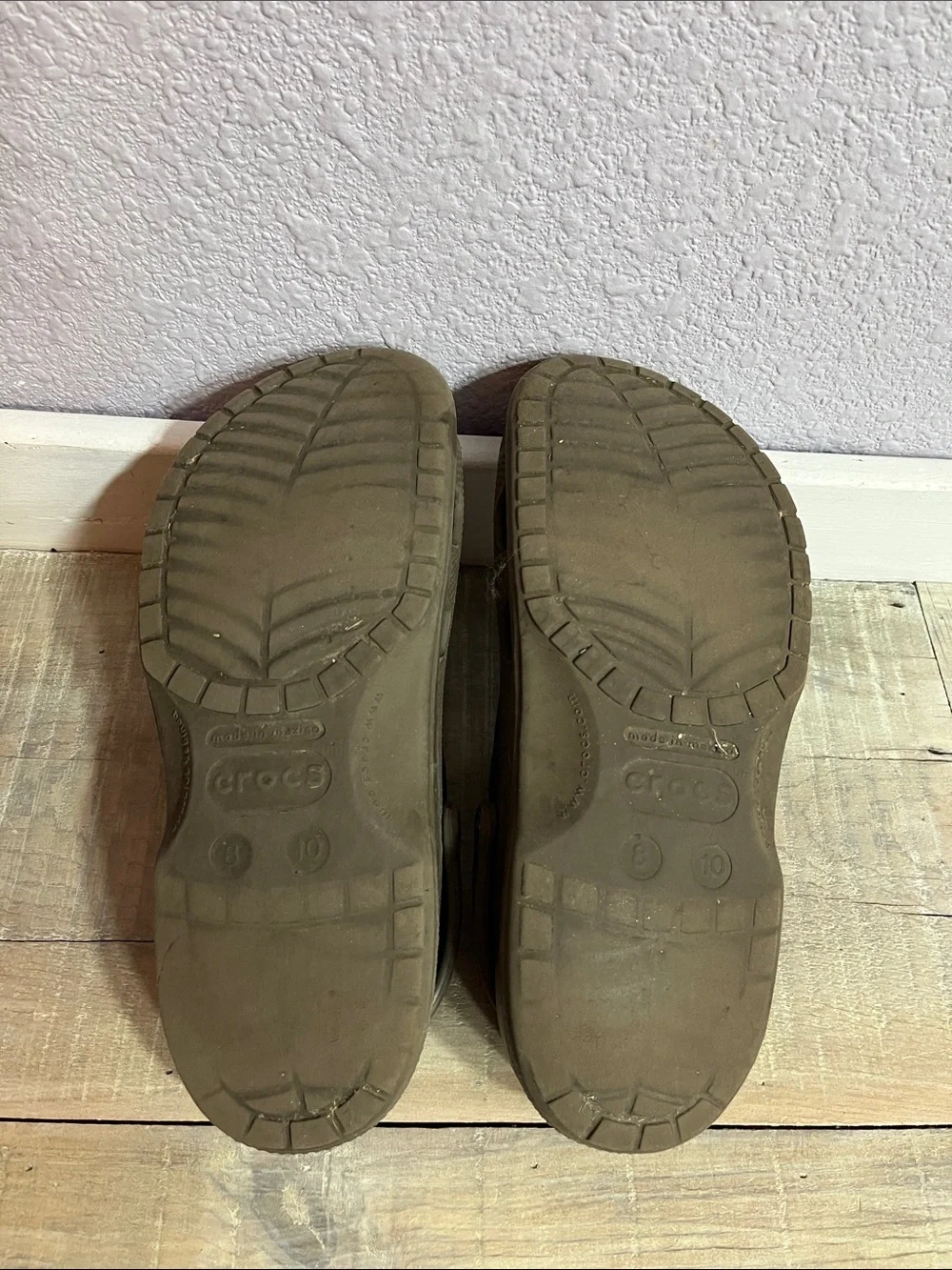 Crocs Brown/ Taupe Slip On Classic Clogs Sz M 8 W 10